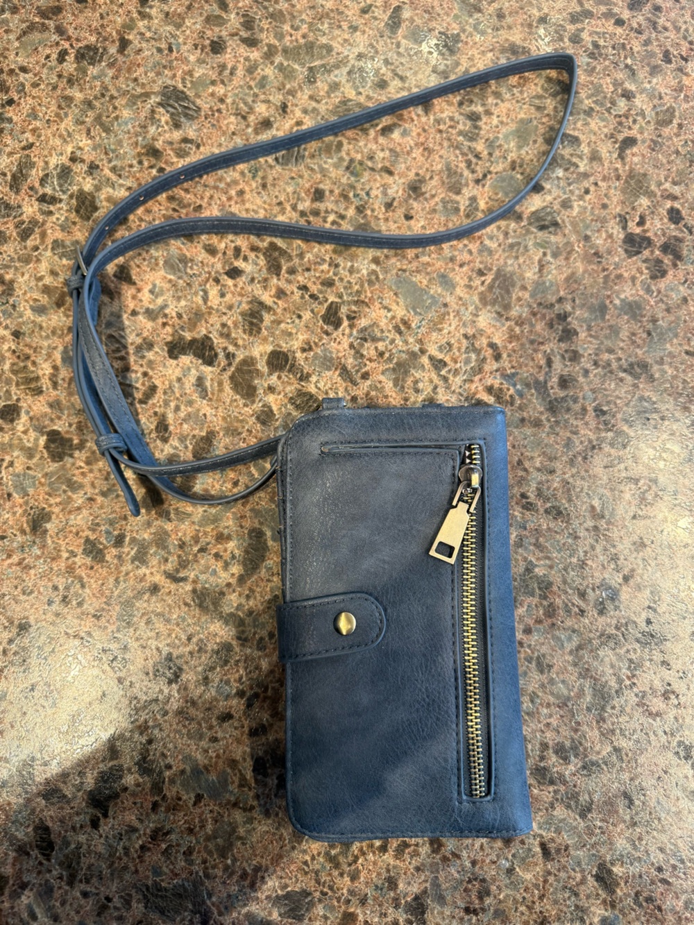 Navy Crossbody Wallet Purse with Front Zip Pocket
